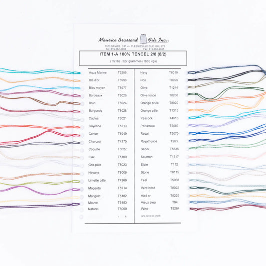 Carte coloris Tencel Maurice Brassard – Ne 8/2 - 32 couleurs