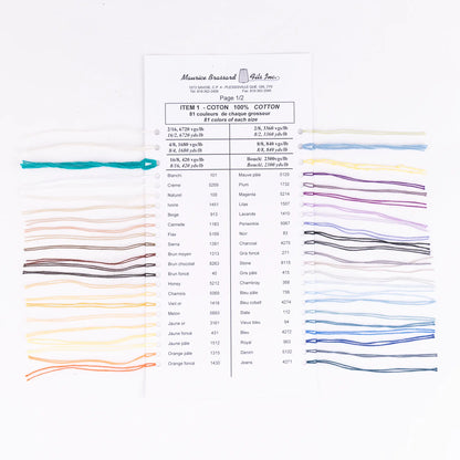 Carte coloris Coton Maurice Brassard – Coton Ne 8/2 - 81 couleurs