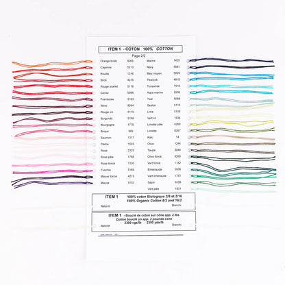 Carte coloris Coton Maurice Brassard – Coton Ne 8/2 - 81 couleurs