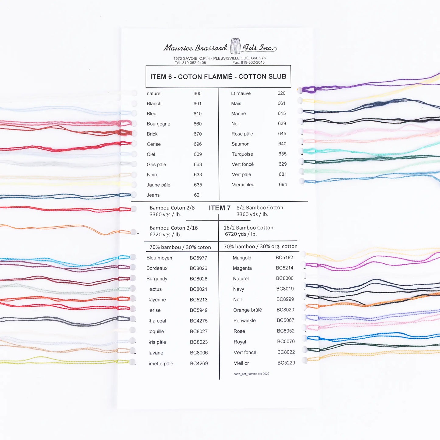Maurice Brassard Carte coloris coton flammé Ne 8/2